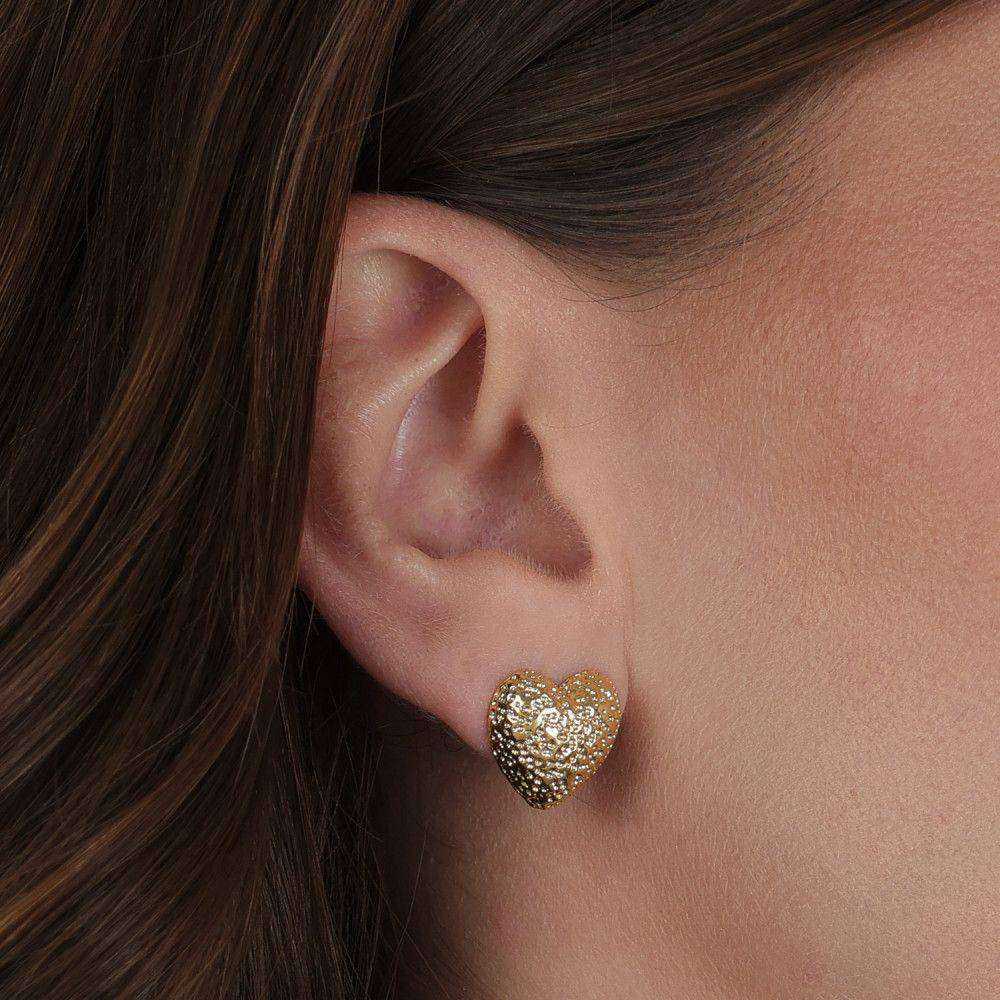 brinco dourado de coração irregular - galeria
