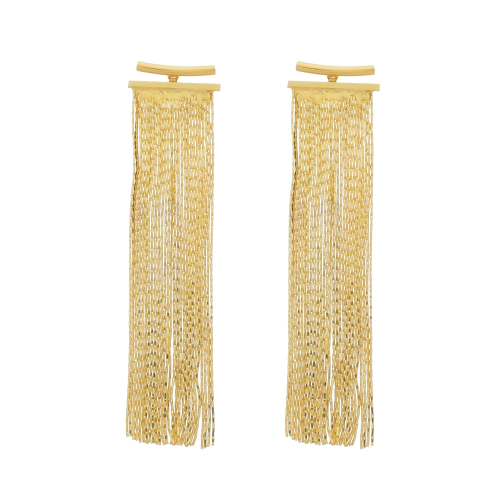 brinco dourado de franja