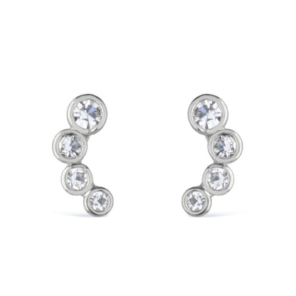 Brinco Prateado com 4 Pontos de Luz em Zircônia