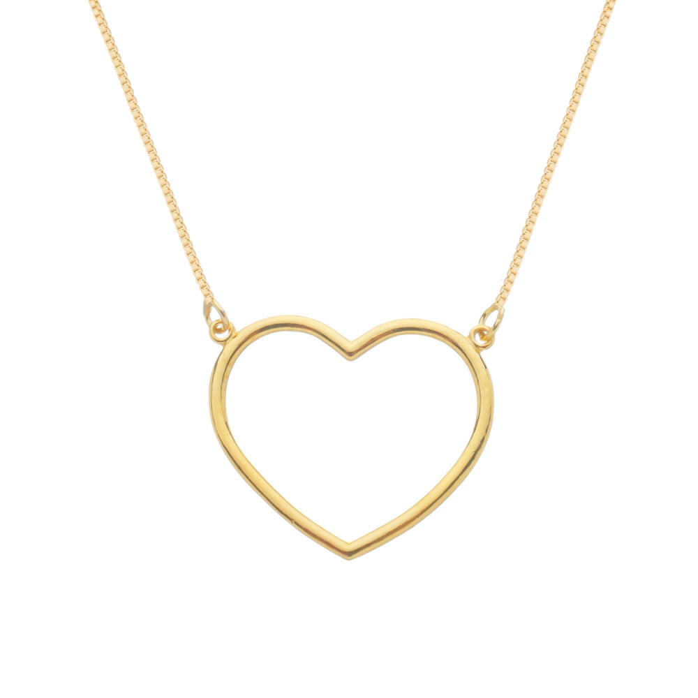colar dourado de coração vazado arco