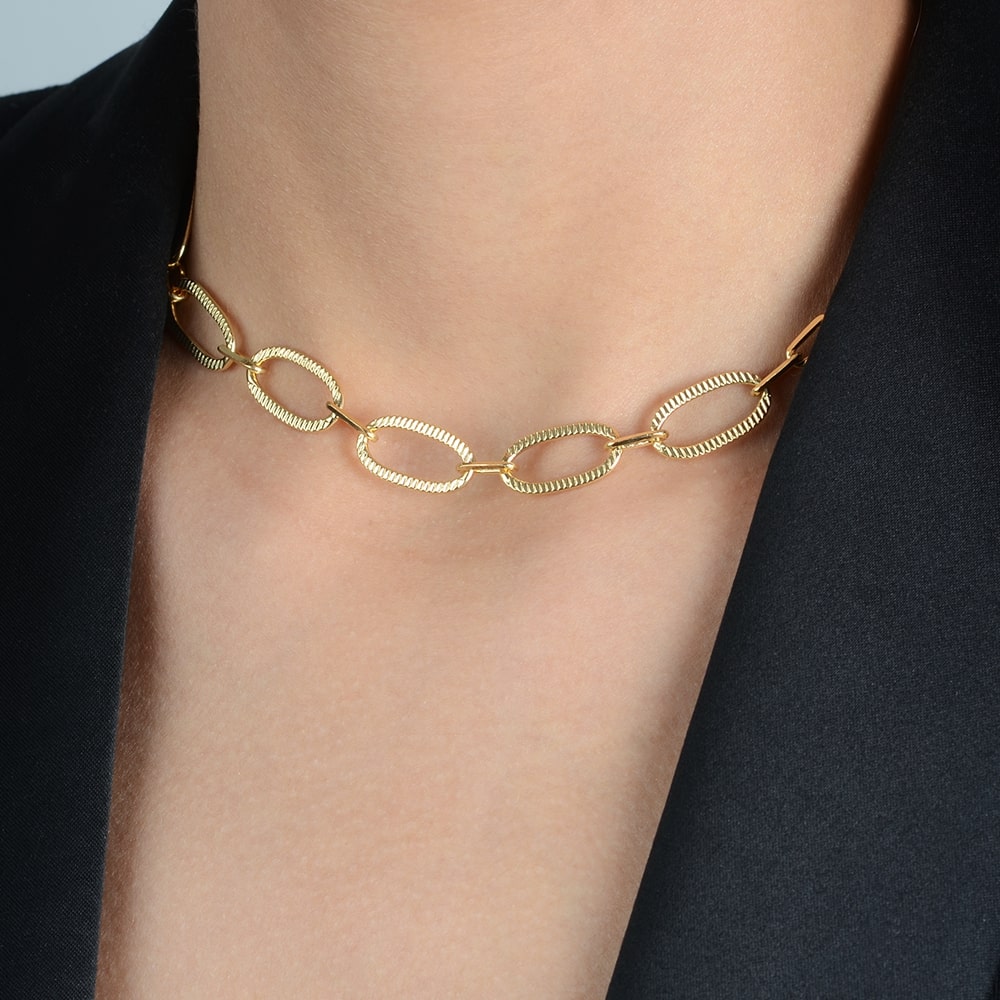 chocker dourada corrente com extensor - galeria