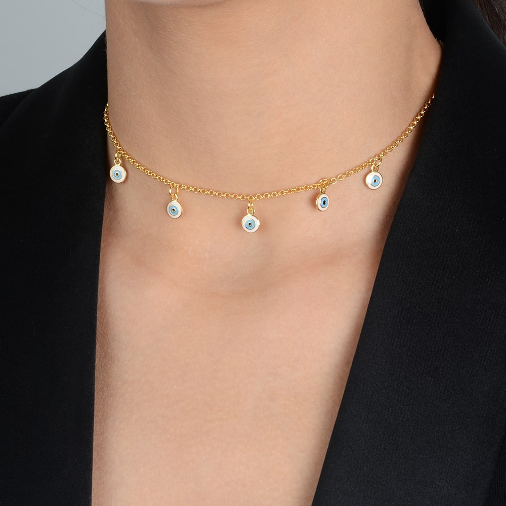 colar dourado olho grego - galeria