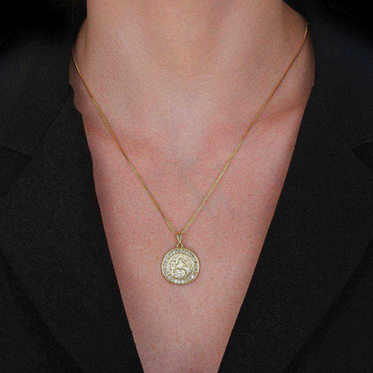 Colar Dourado Medalha São Miguel Arcanjo Cravejado de Zircônia - Galeria