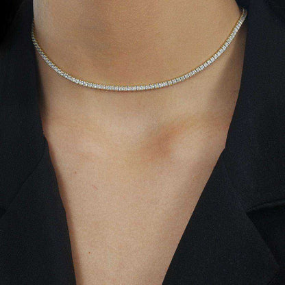 Colar Dourado Chocker Riviera Pedras Brancas - Galeria