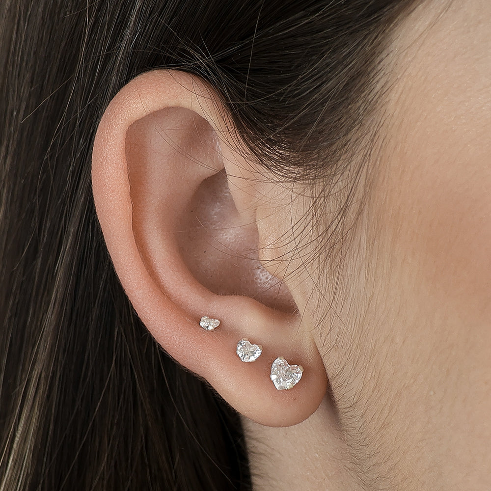 trio de ponto de luz de coração em prata 925 - galeria