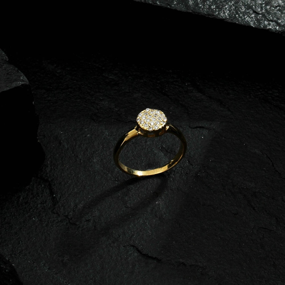 anel dourado chuveirinho cravejado de zircônia - galeria