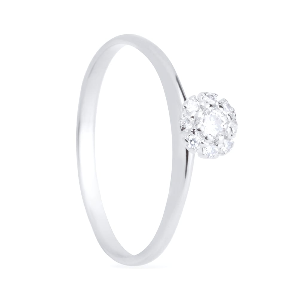 anel prateado com 9 pedras de zircônia