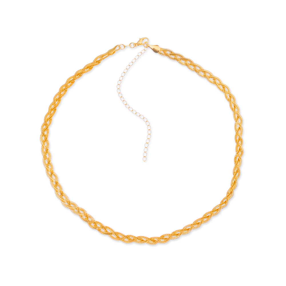 colar dourado chocker trançada