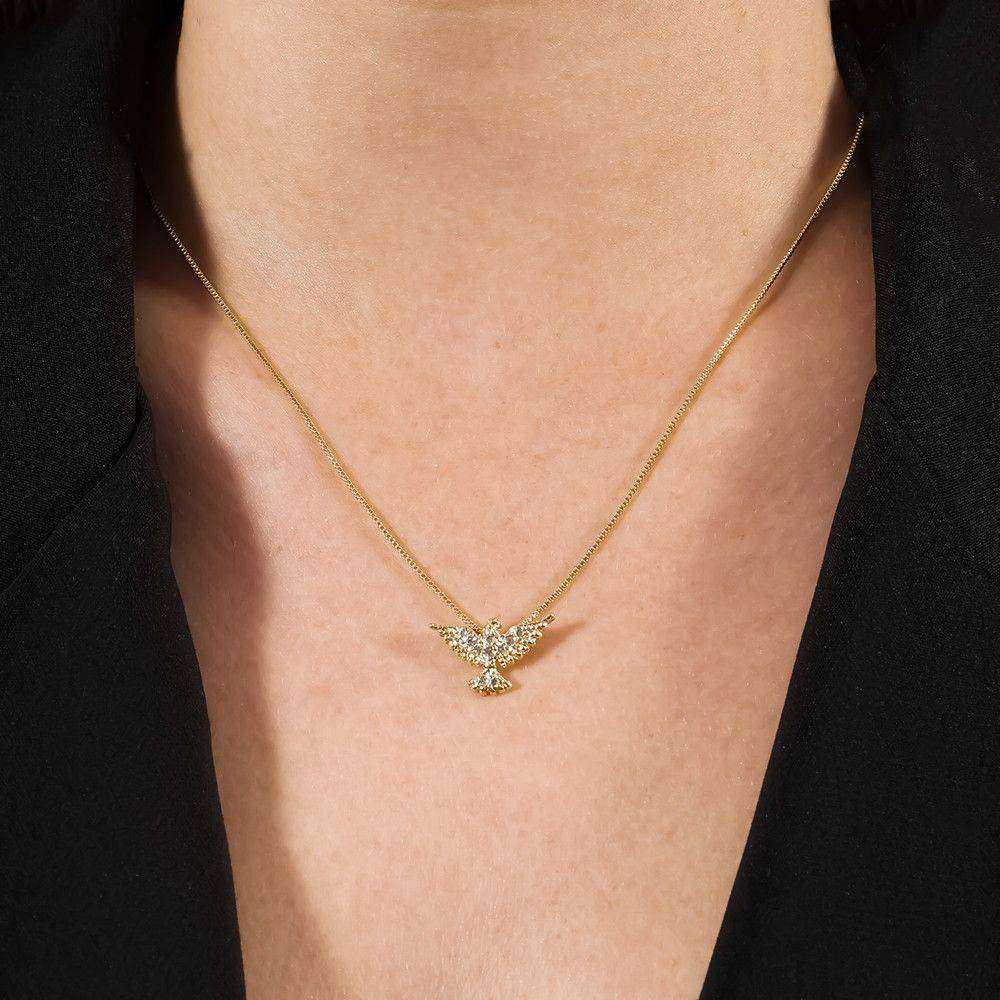 colar dourado espirito santo com zircônia - galeria