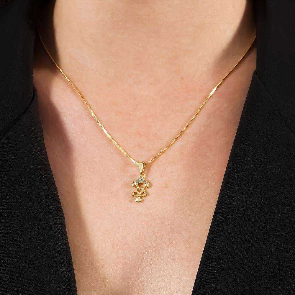 colar dourado filha com zircônia - galeria