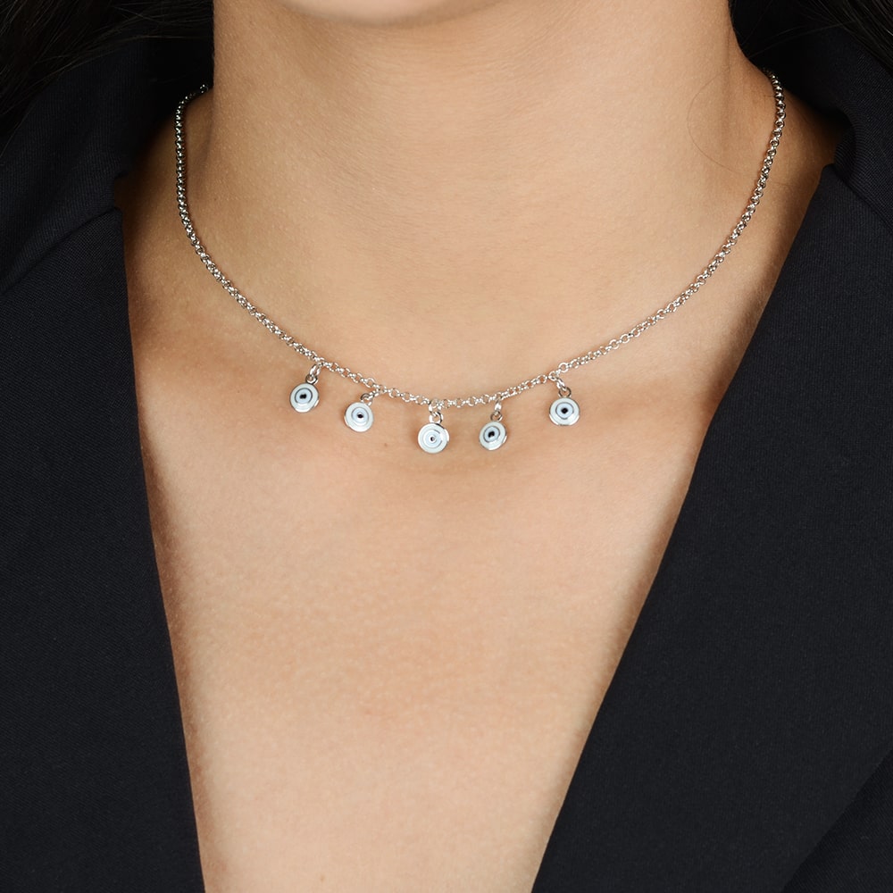 colar prateado olho grego - galeria