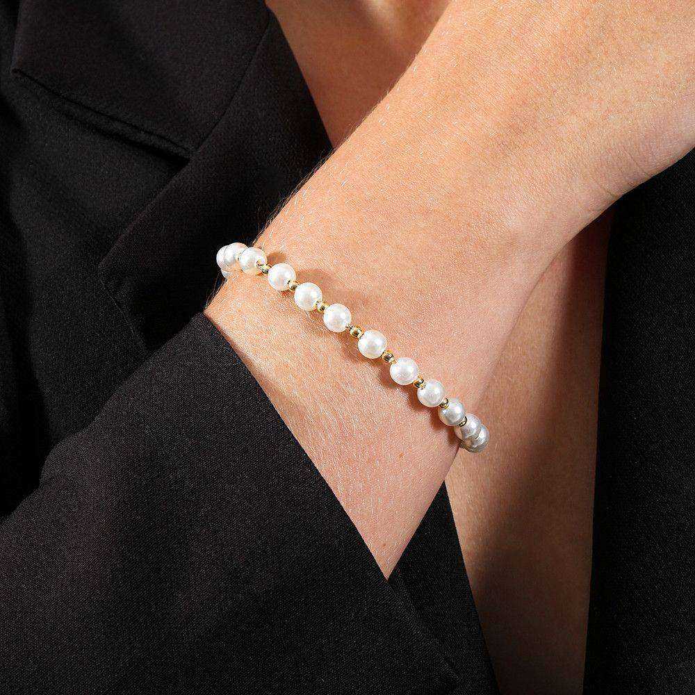 pulseira dourada de pérolas e bolinhas - galeria