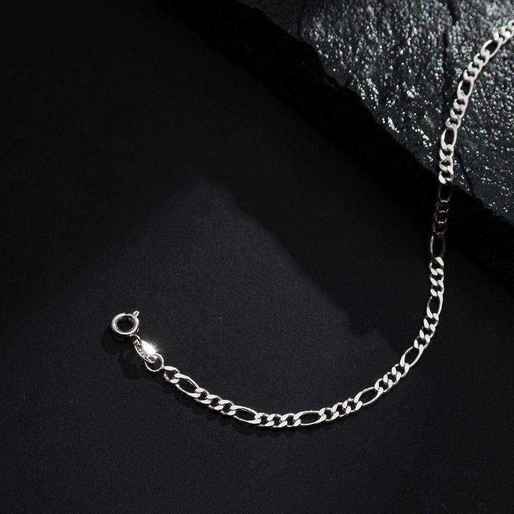 pulseira prateada masculina elo 3 por 1 &#8211; 4mm - galeria